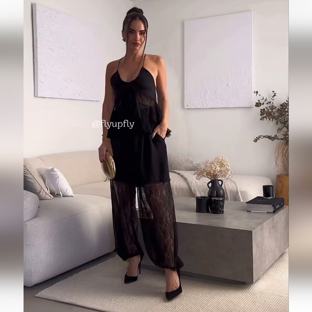 Zara Lace Balloon Pants Black Size S